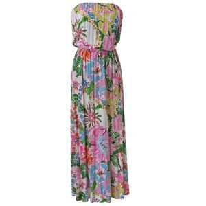 Lilly Pulitzer Sz XS NOSEY POSEY Floral Strapless Maxi Dress
